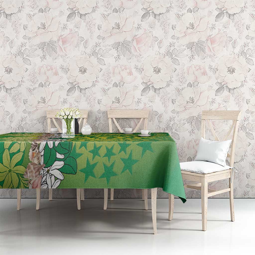 Cook Islands Tiare Maori With Conch Shell Tablecloth Pasifika Fest Polynesian Tattoo Green