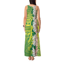 Cook Islands Tiare Maori With Conch Shell Tank Maxi Dress Pasifika Fest Polynesian Tattoo Green