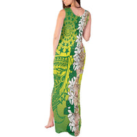 Cook Islands Tiare Maori With Conch Shell Tank Maxi Dress Pasifika Fest Polynesian Tattoo Green