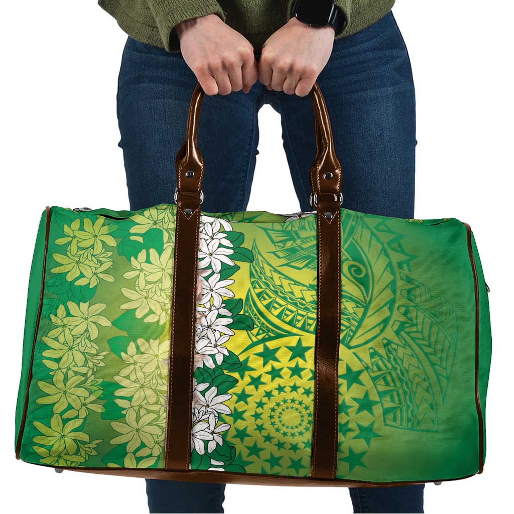 Cook Islands Tiare Maori With Conch Shell Travel Bag Pasifika Fest Polynesian Tattoo Green