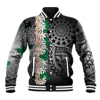 Cook Islands Tiare Maori With Conch Shell Baseball Jacket Pasifika Fest Polynesian Tattoo Black