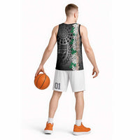 Cook Islands Tiare Maori With Conch Shell Basketball Jersey Pasifika Fest Polynesian Tattoo Black