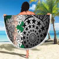 Cook Islands Tiare Maori With Conch Shell Beach Blanket Pasifika Fest Polynesian Tattoo Black