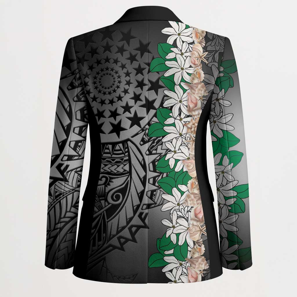 Cook Islands Tiare Maori With Conch Shell Blazer Pasifika Fest Polynesian Tattoo Black