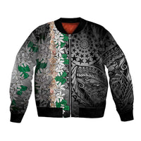 Cook Islands Tiare Maori With Conch Shell Bomber Jacket Pasifika Fest Polynesian Tattoo Black