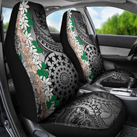 Cook Islands Tiare Maori With Conch Shell Car Seat Cover Pasifika Fest Polynesian Tattoo Black