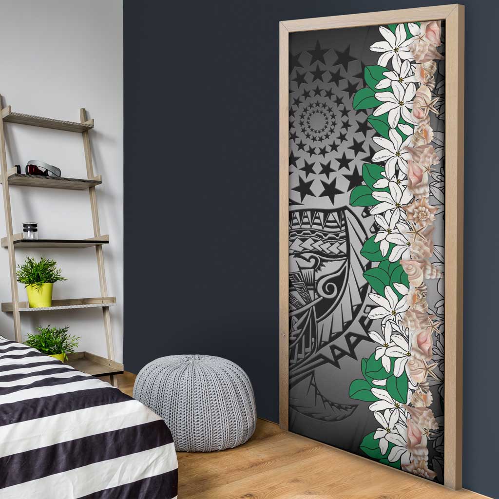 Cook Islands Tiare Maori With Conch Shell Door Cover Pasifika Fest Polynesian Tattoo Black