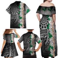 Cook Islands Tiare Maori With Conch Shell Family Matching Off Shoulder Maxi Dress and Hawaiian Shirt Pasifika Fest Polynesian Tattoo Black LT14 - Polynesian Pride