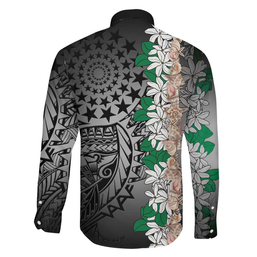 Cook Islands Tiare Maori With Conch Shell Family Matching Off Shoulder Maxi Dress and Hawaiian Shirt Pasifika Fest Polynesian Tattoo Black LT14 - Polynesian Pride