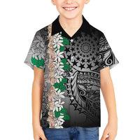 Cook Islands Tiare Maori With Conch Shell Family Matching Puletasi and Hawaiian Shirt Pasifika Fest Polynesian Tattoo Black LT14 Son's Shirt Black - Polynesian Pride