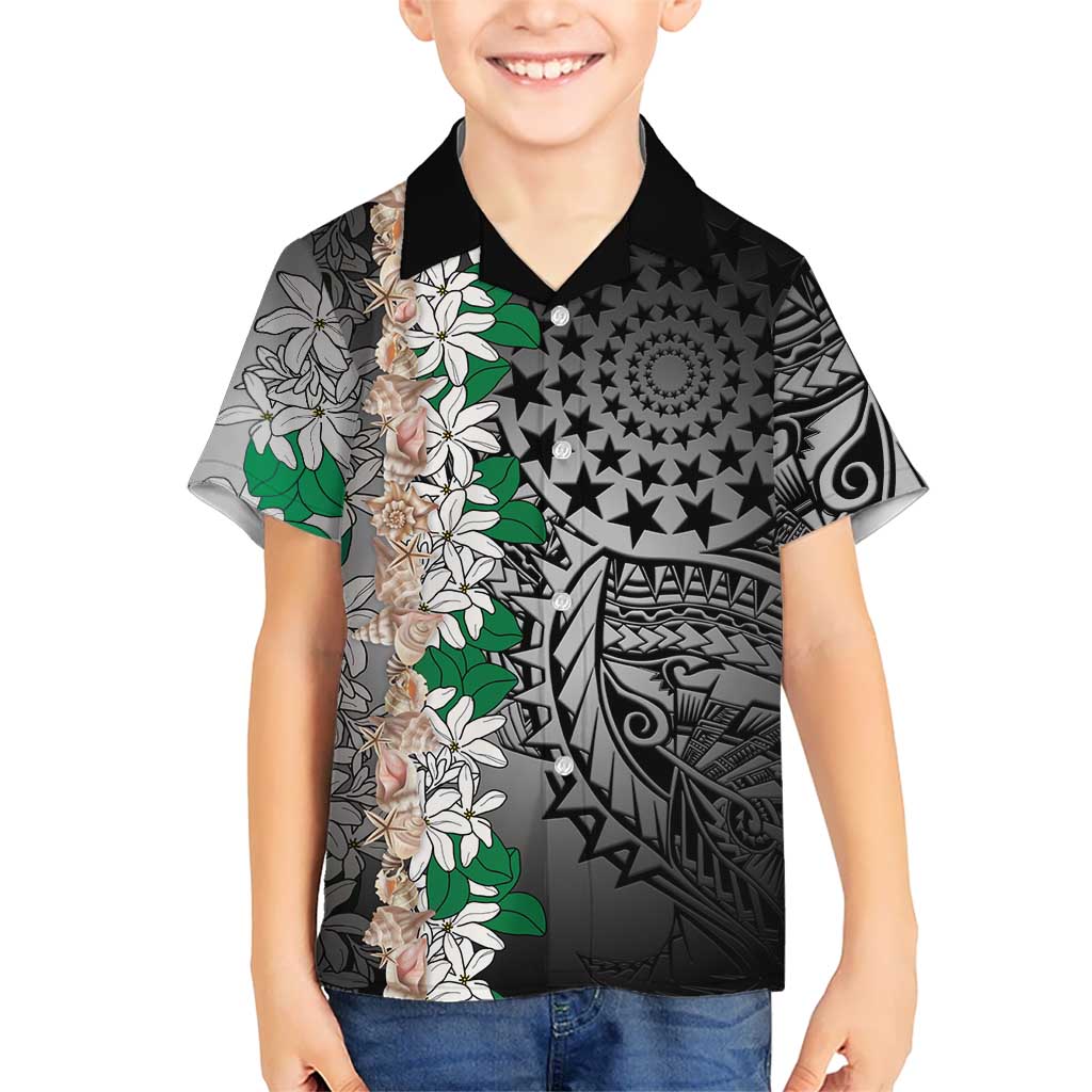 Cook Islands Tiare Maori With Conch Shell Family Matching Summer Maxi Dress and Hawaiian Shirt Pasifika Fest Polynesian Tattoo Black LT14 Son's Shirt Black - Polynesian Pride