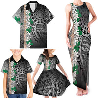 Cook Islands Tiare Maori With Conch Shell Family Matching Tank Maxi Dress and Hawaiian Shirt Pasifika Fest Polynesian Tattoo Black LT14 - Polynesian Pride