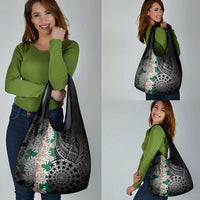 Cook Islands Tiare Maori With Conch Shell Grocery Bag Pasifika Fest Polynesian Tattoo Black