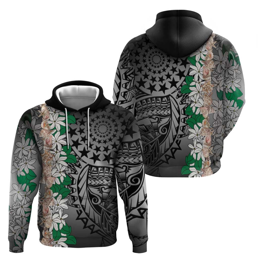 Cook Islands Tiare Maori With Conch Shell Hoodie Pasifika Fest Polynesian Tattoo Black