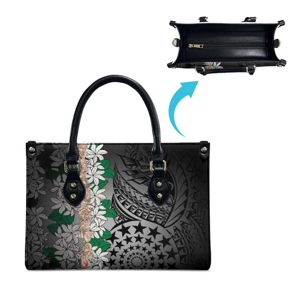 Cook Islands Tiare Maori With Conch Shell Leather Bag Pasifika Fest Polynesian Tattoo Black