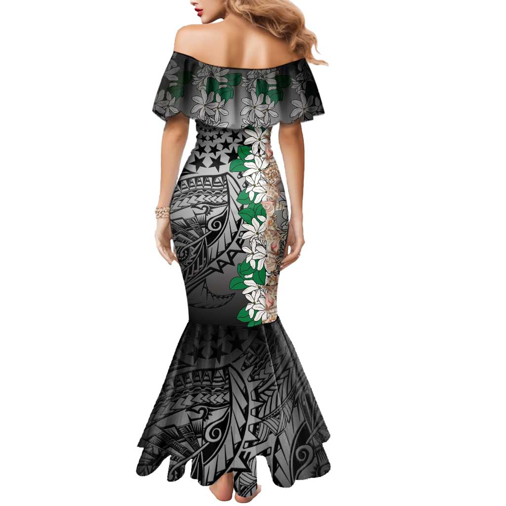 Cook Islands Tiare Maori With Conch Shell Mermaid Dress Pasifika Fest Polynesian Tattoo Black