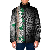 Cook Islands Tiare Maori With Conch Shell Padded Jacket Pasifika Fest Polynesian Tattoo Black