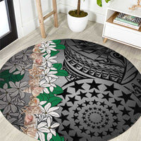 Cook Islands Tiare Maori With Conch Shell Round Carpet Pasifika Fest Polynesian Tattoo Black