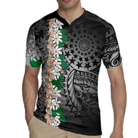 Cook Islands Tiare Maori With Conch Shell Rugby Jersey Pasifika Fest Polynesian Tattoo Black