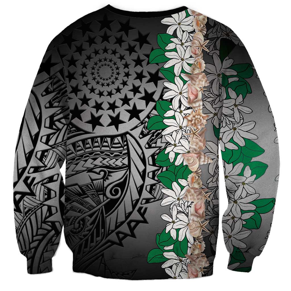 Cook Islands Tiare Maori With Conch Shell Sweatshirt Pasifika Fest Polynesian Tattoo Black