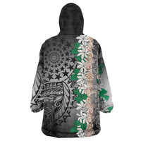 Cook Islands Tiare Maori With Conch Shell Wearable Blanket Hoodie Pasifika Fest Polynesian Tattoo Black