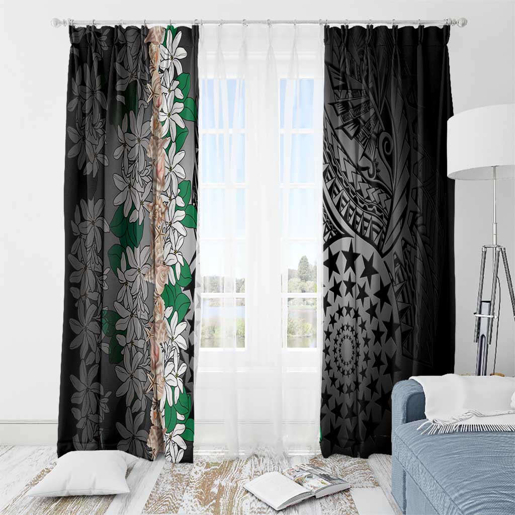 Cook Islands Tiare Maori With Conch Shell Window Curtain Pasifika Fest Polynesian Tattoo Black