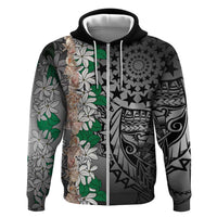 Cook Islands Tiare Maori With Conch Shell Zip Hoodie Pasifika Fest Polynesian Tattoo Black