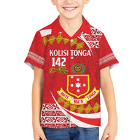 Personalised Kolisi Tonga College Atele Family Matching Off The Shoulder Long Sleeve Dress and Hawaiian Shirt Mate Maa Tonga 142 Years Anniversary