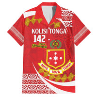 Personalised Kolisi Tonga College Atele Family Matching Puletasi and Hawaiian Shirt Mate Maa Tonga 142 Years Anniversary LT14 Dad's Shirt - Short Sleeve Red - Polynesian Pride