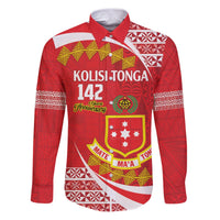 Personalised Kolisi Tonga College Atele Family Matching Puletasi and Hawaiian Shirt Mate Maa Tonga 142 Years Anniversary LT14 Dad's Shirt - Long Sleeve Red - Polynesian Pride