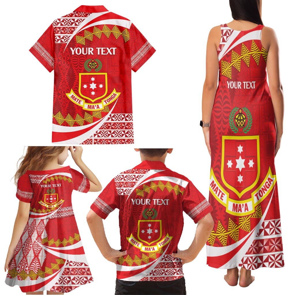 Personalised Kolisi Tonga College Atele Family Matching Tank Maxi Dress and Hawaiian Shirt Mate Maa Tonga 142 Years Anniversary