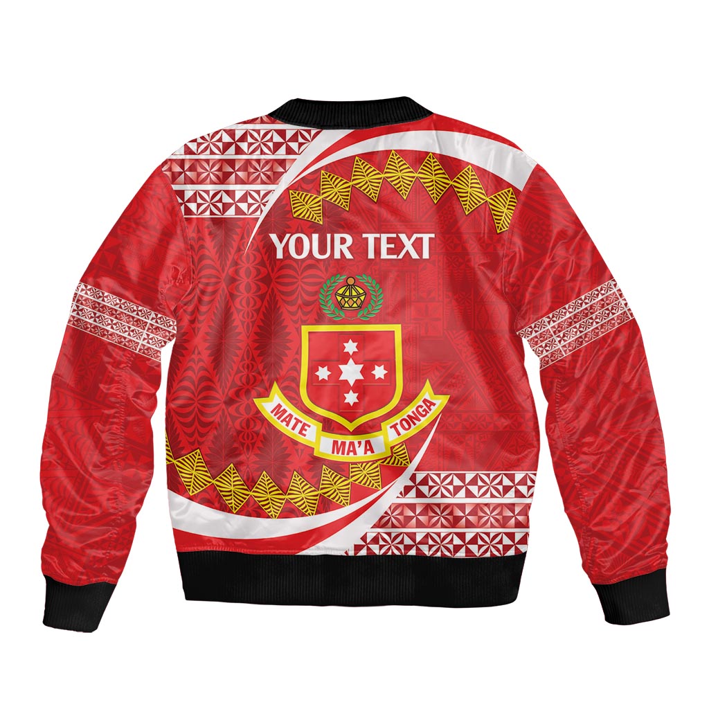 Personalised Kolisi Tonga College Atele Sleeve Zip Bomber Jacket Mate Maa Tonga 142 Years Anniversary