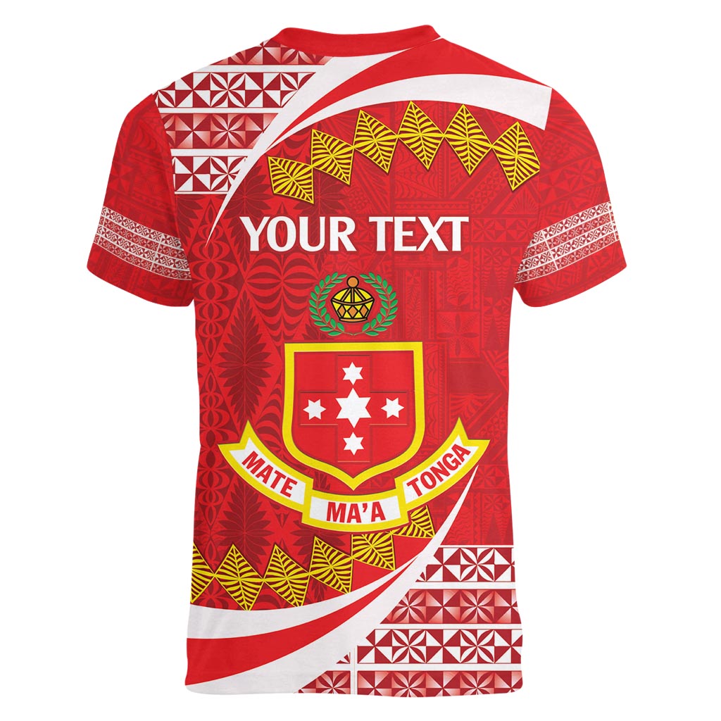 Personalised Kolisi Tonga College Atele Women V-Neck T-Shirt Mate Maa Tonga 142 Years Anniversary LT14 - Polynesian Pride