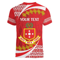 Personalised Kolisi Tonga College Atele Women V-Neck T-Shirt Mate Maa Tonga 142 Years Anniversary LT14 - Polynesian Pride