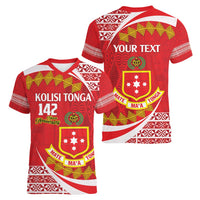 Personalised Kolisi Tonga College Atele Women V-Neck T-Shirt Mate Maa Tonga 142 Years Anniversary LT14 - Polynesian Pride