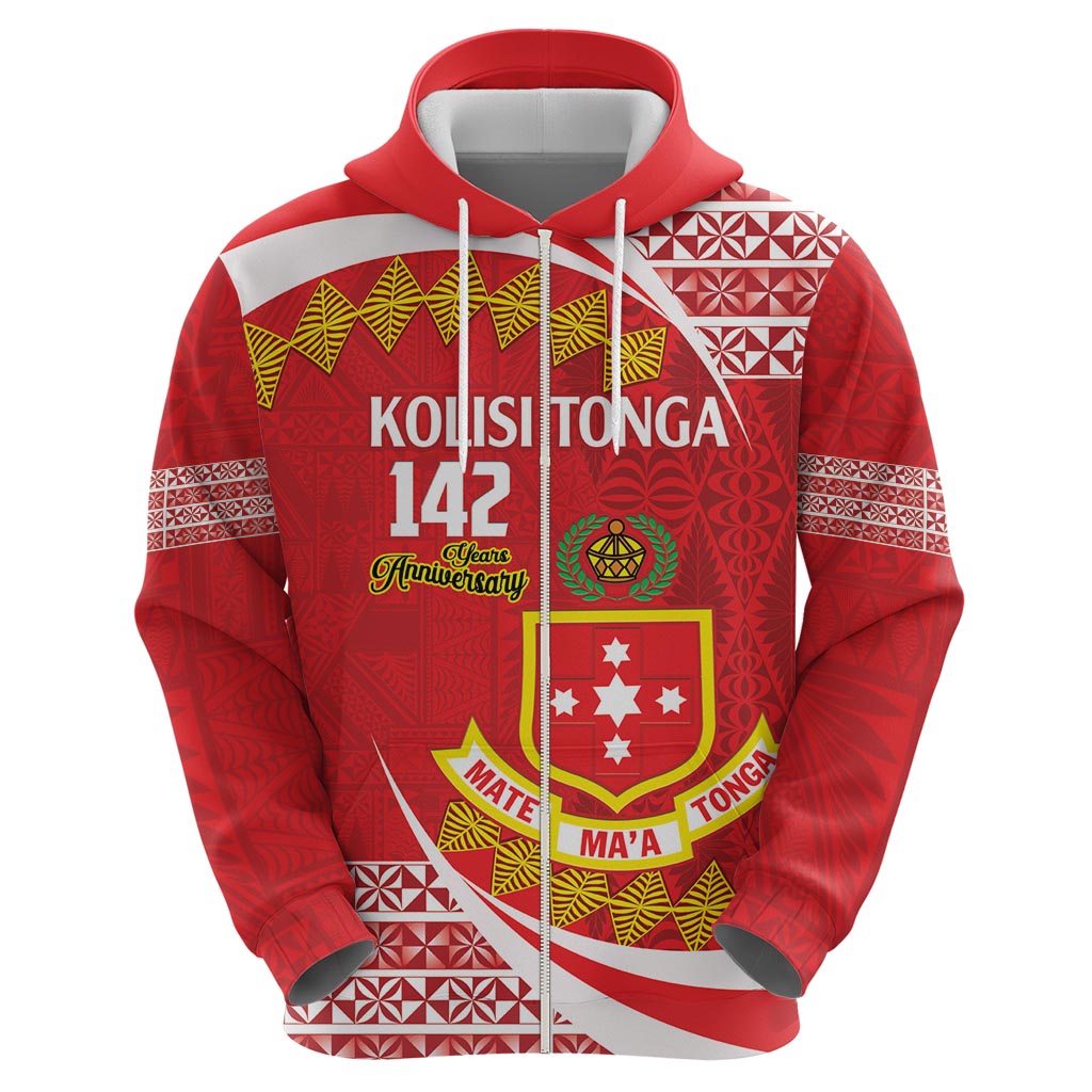 Personalised Kolisi Tonga College Atele Zip Hoodie Mate Maa Tonga 142 Years Anniversary LT14 - Polynesian Pride
