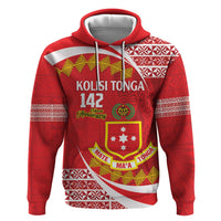Personalised Kolisi Tonga College Atele Zip Hoodie Mate Maa Tonga 142 Years Anniversary LT14 Pullover Hoodie Red - Polynesian Pride