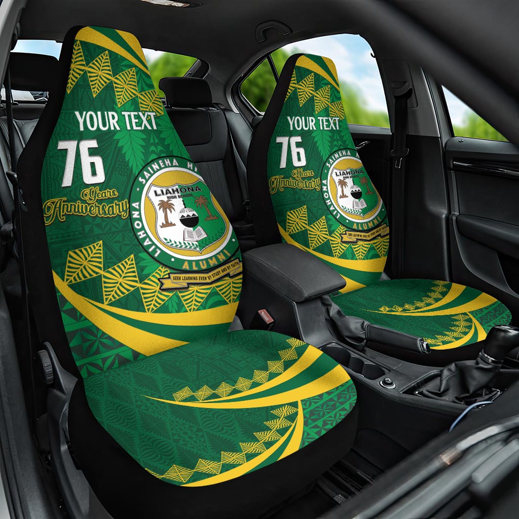 Personalised Tonga Liahona-Saineha High School Car Seat Cover Happy 76 Years Anniversary