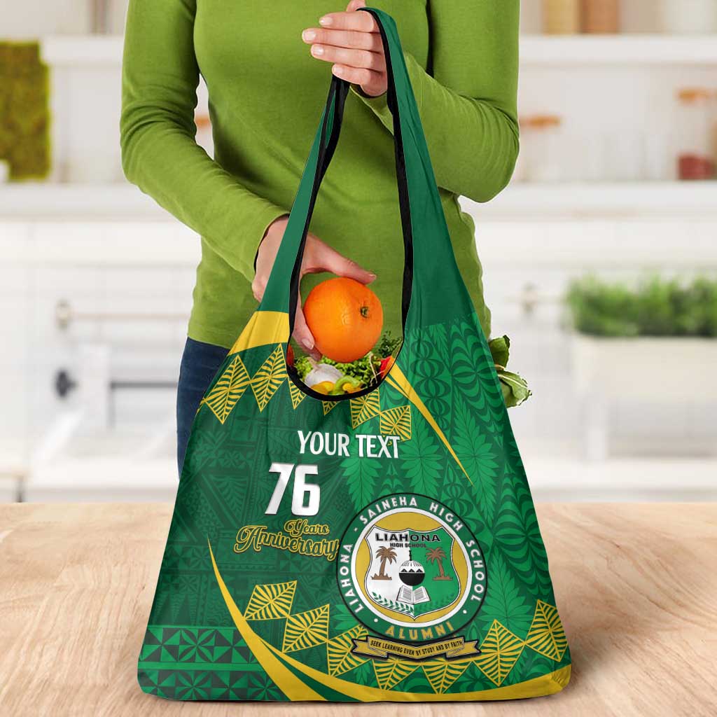 Personalised Tonga Liahona-Saineha High School Grocery Bag Happy 76 Years Anniversary