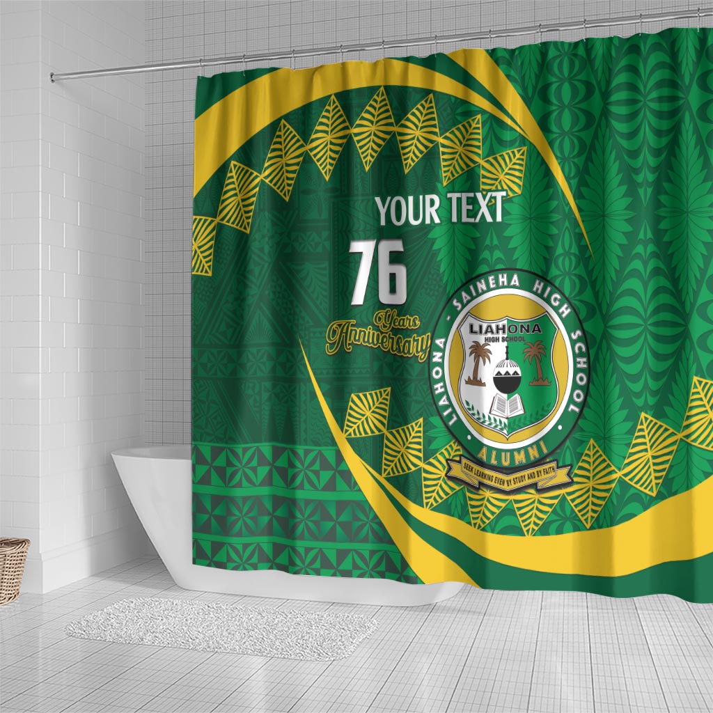 Personalised Tonga Liahona-Saineha High School Shower Curtain Happy 76 Years Anniversary