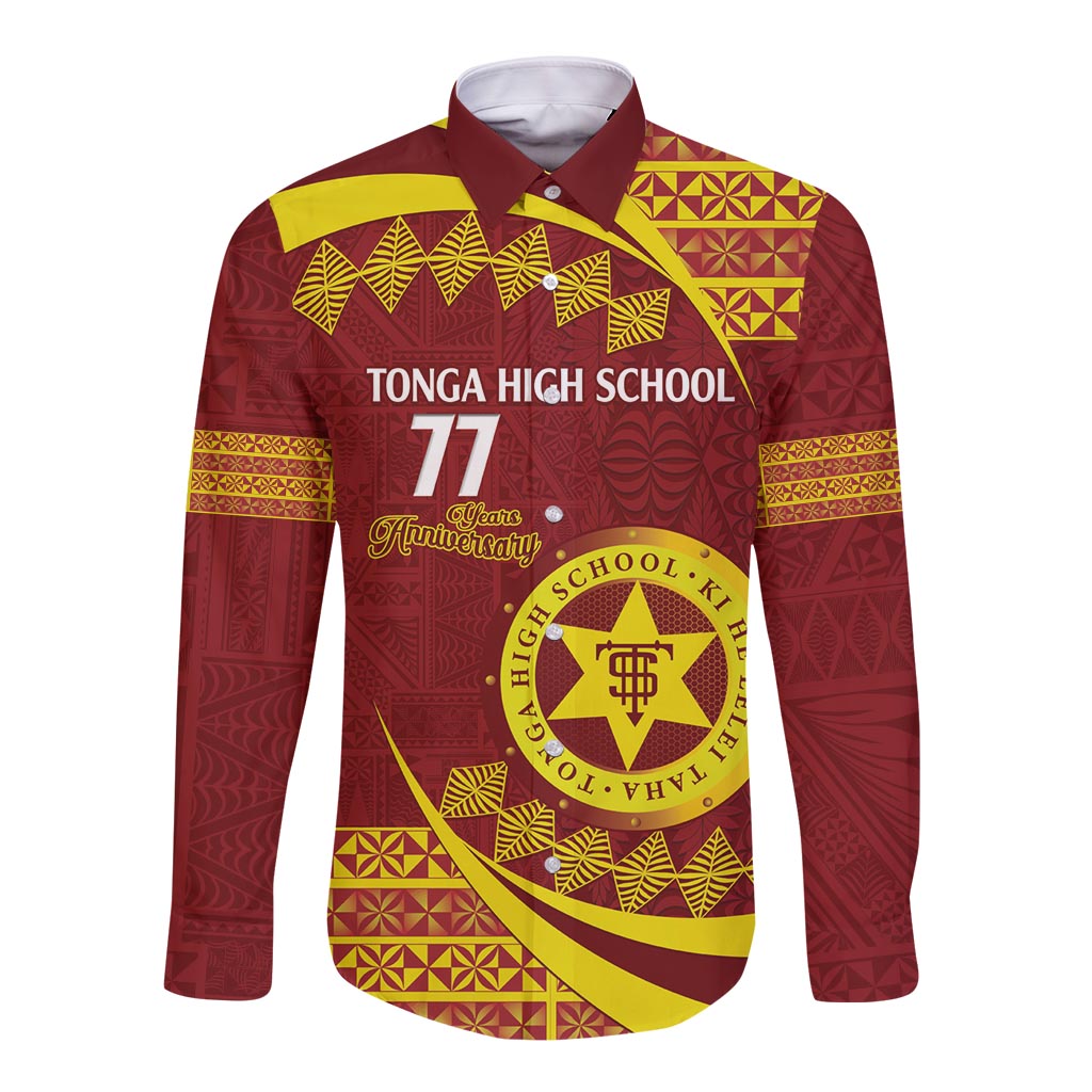 Personalised Tonga High School Long Sleeve Button Shirt Happy 77 Years Anniversary