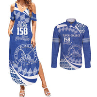 Personalised Tonga Tupou College Toloa Couples Matching Summer Maxi Dress and Long Sleeve Button Shirt Happy 158 Years Anniversary