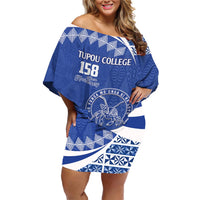 Personalised Tonga Tupou College Toloa Family Matching Off Shoulder Short Dress and Hawaiian Shirt Happy 158 Years Anniversary