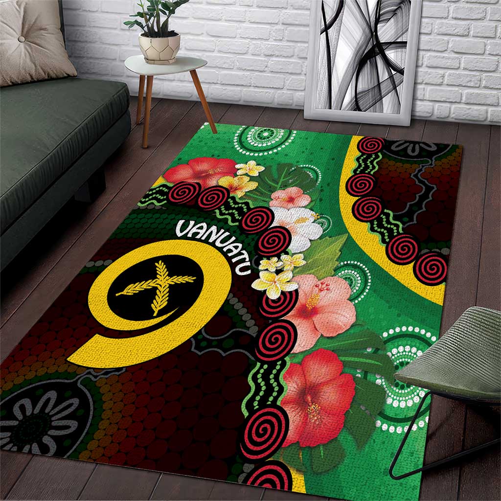 Long God Yumi Stanap Vanuatu Area Rug Tropical Flowers Aboriginal Pattern