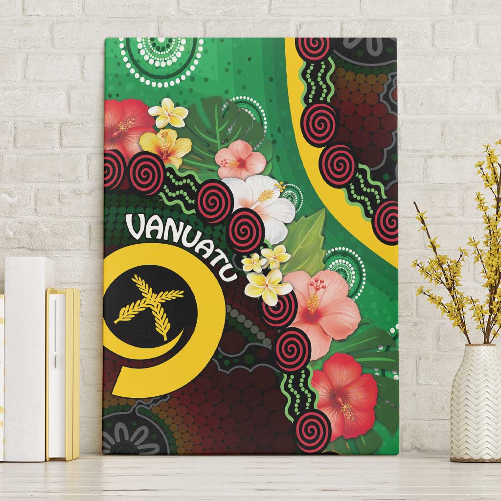 Long God Yumi Stanap Vanuatu Canvas Wall Art Tropical Flowers Aboriginal Pattern