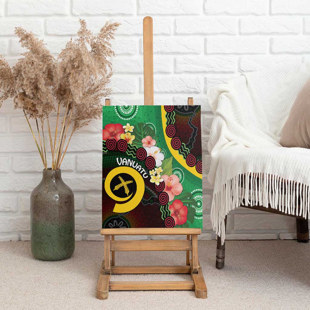 Long God Yumi Stanap Vanuatu Canvas Wall Art Tropical Flowers Aboriginal Pattern