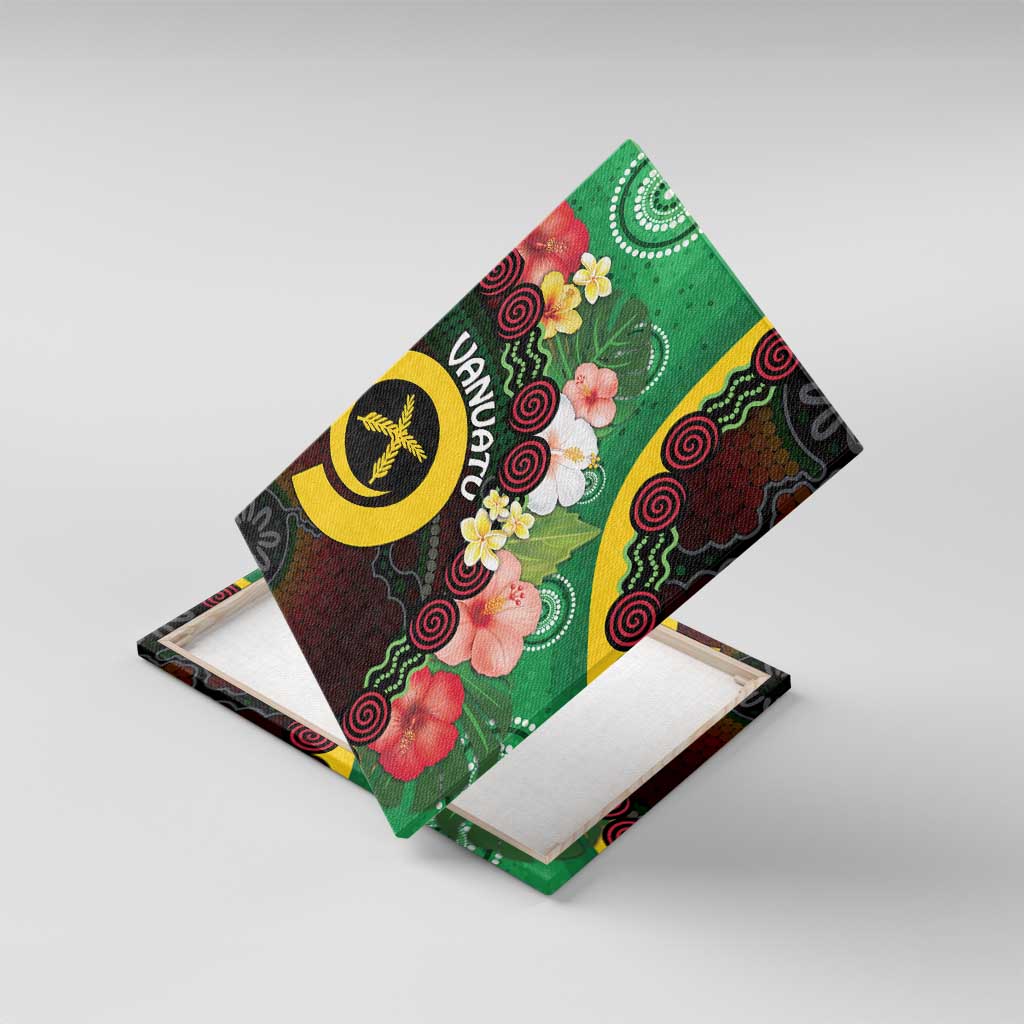 Long God Yumi Stanap Vanuatu Canvas Wall Art Tropical Flowers Aboriginal Pattern