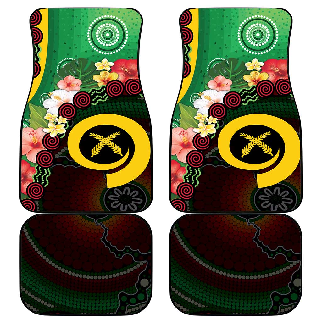 Long God Yumi Stanap Vanuatu Car Mats Tropical Flowers Aboriginal Pattern