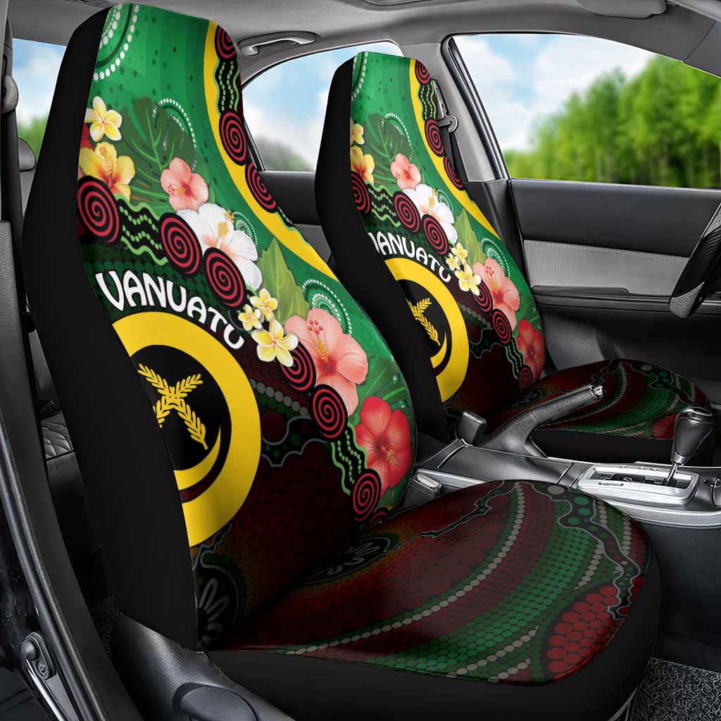 Long God Yumi Stanap Vanuatu Car Seat Cover Tropical Flowers Aboriginal Pattern