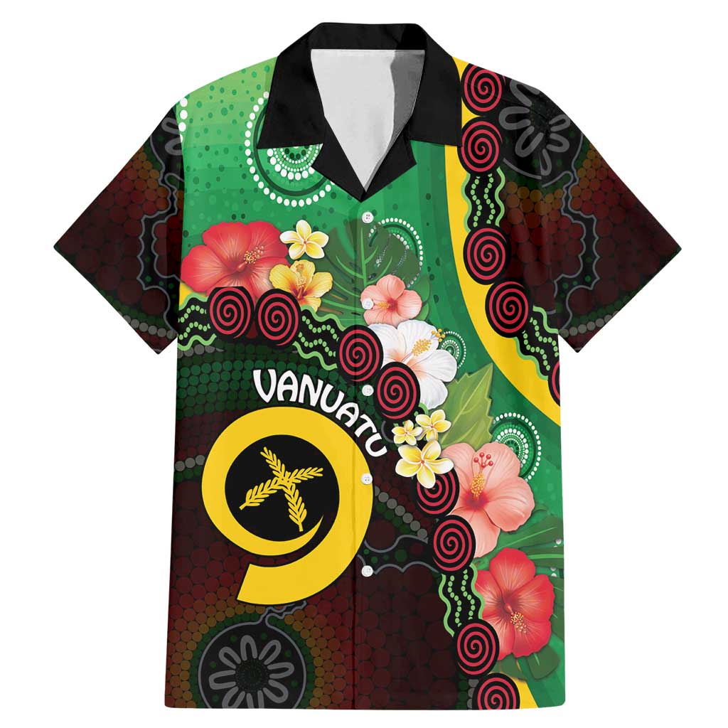 Long God Yumi Stanap Vanuatu Family Matching Mermaid Dress and Hawaiian Shirt Tropical Flowers Aboriginal Pattern